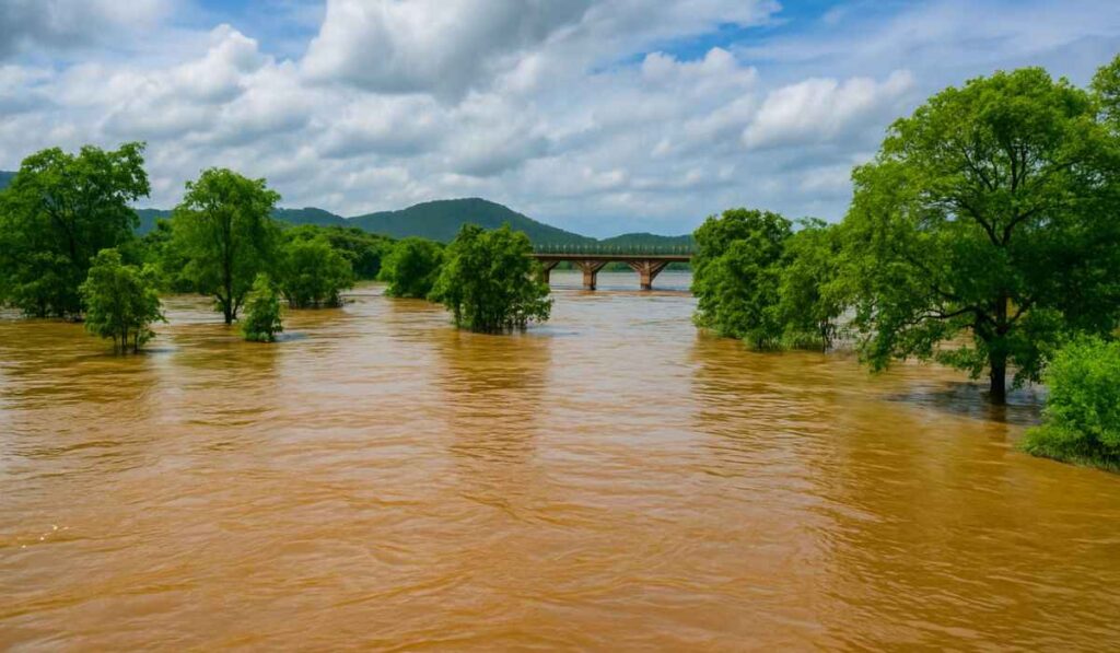 Flood Situation Near Krishna River